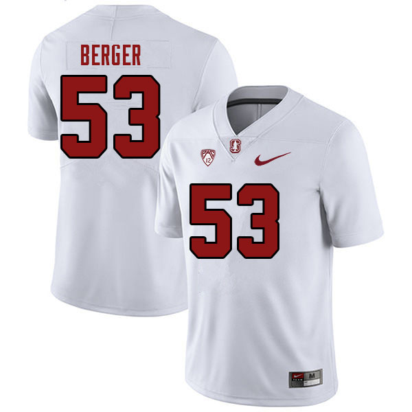Men #53 Carson Berger Stanford Cardinal College Football Jerseys Stitched Sale-White - Click Image to Close